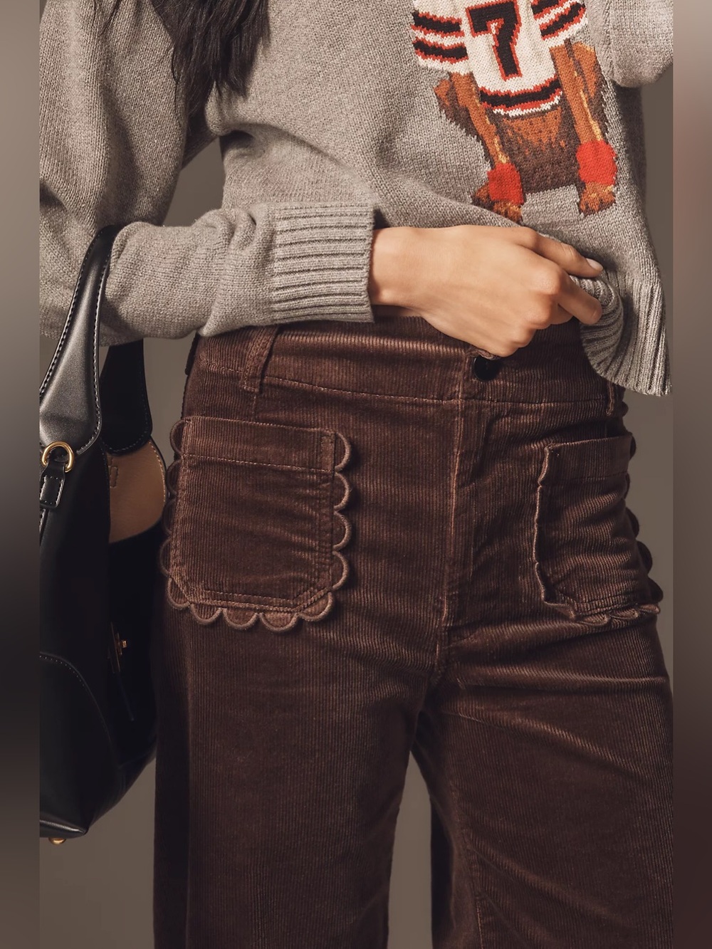 The Colette Crop Wide-Leg Trousers by Maeve: Corduroy Scallop Pocket Edition 28 - Picture 4 of 16